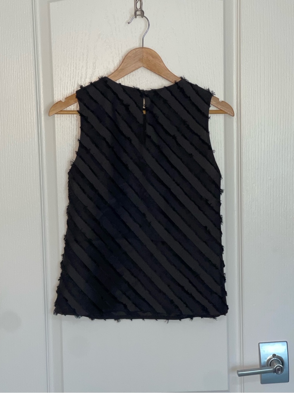 REBECCA TAYLOR Bias Lash Eyelash Tank Black Sleeveless Textured Stripe Tank Top - Picture 10 of 11